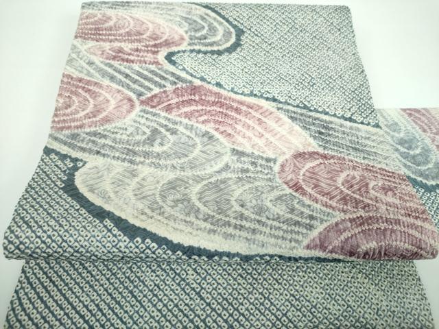 平和屋着物●名門 藤娘きぬたや・総絞り 九寸名古屋帯 霞文 正絹 逸品 DABB4207ps