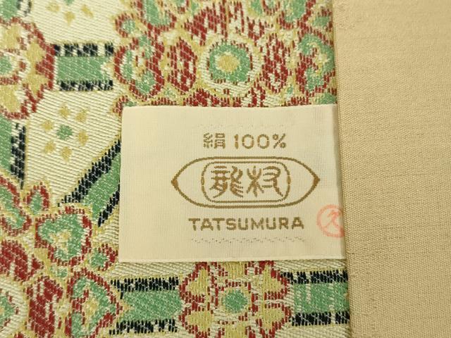 平和屋着物●龍村美術織物 全通柄九寸開き名古屋帯 蜀紅錦 正絹 逸品 DABB4299ps