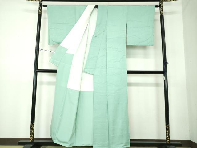 平和屋着物●上質な色無地 立波地紋 青磁色 正絹 逸品 DABB4310ps