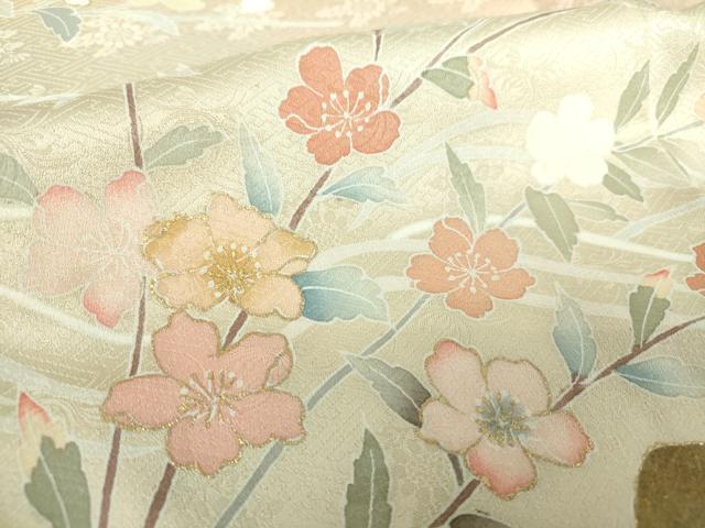 平和屋着物●訪問着 駒刺繍 御所車花文 暈し染め 金彩 ロング丈 正絹 逸品 DABB4315ps