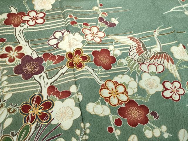 平和屋着物●訪問着 駒刺繍 渡橋飛鶴風景花文 暈し染め 金彩 正絹 逸品 DABB4360ps