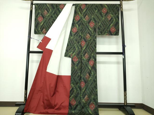 平和屋着物●本場大島紬 7マルキ 楓花格子 正絹 逸品 未使用 DABB4362ps