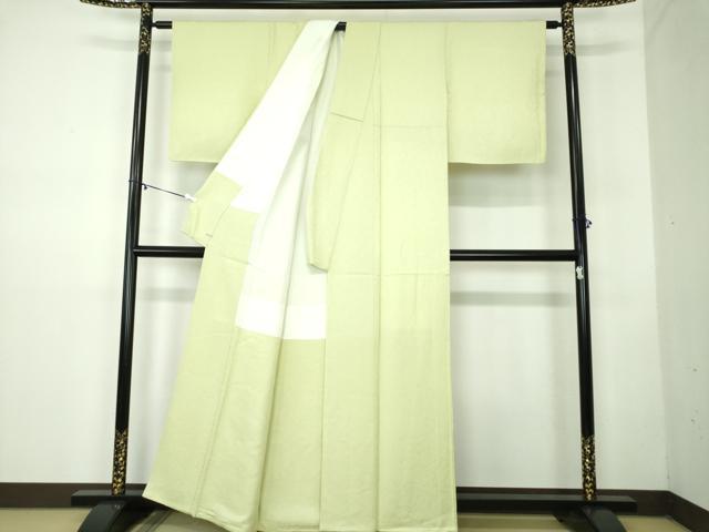 平和屋着物●上質な色無地 南天地紋 若菜色 さが美扱い 正絹 逸品 DABB4387ps