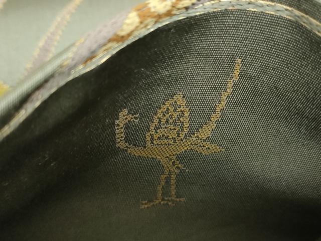 平和屋着物●西陣 白綾苑大庭 六通柄袋帯 唐織 秋草舟文 金糸 正絹 逸品 DABB4448ps