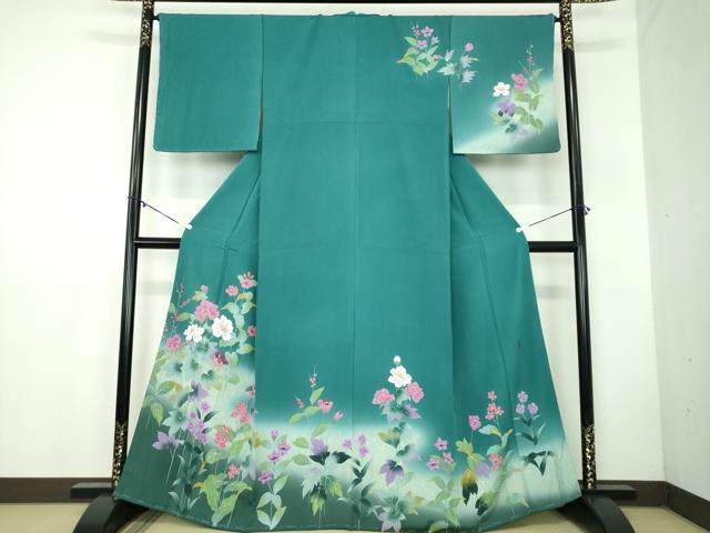 平和屋着物●訪問着 作家物 手描き 草花文 暈し染め 金彩 正絹 逸品 未使用 DABB4555ps