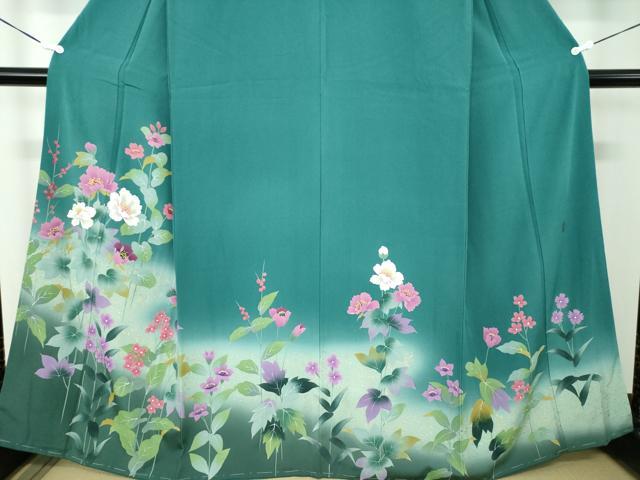 平和屋着物●訪問着 作家物 手描き 草花文 暈し染め 金彩 正絹 逸品 未使用 DABB4555ps