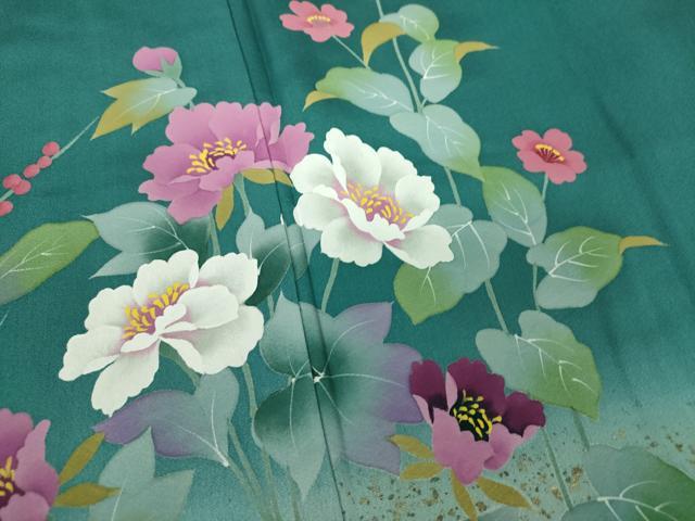 平和屋着物●訪問着 作家物 手描き 草花文 暈し染め 金彩 正絹 逸品 未使用 DABB4555ps