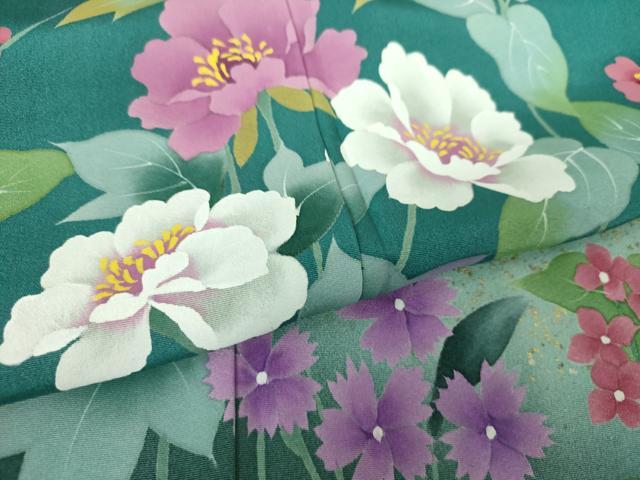 平和屋着物●訪問着 作家物 手描き 草花文 暈し染め 金彩 正絹 逸品 未使用 DABB4555ps