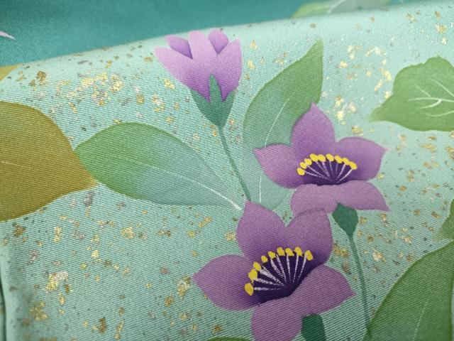 平和屋着物●訪問着 作家物 手描き 草花文 暈し染め 金彩 正絹 逸品 未使用 DABB4555ps