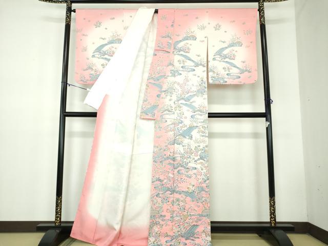 平和屋着物●訪問着 友禅 立波花文 暈し染め 正絹 逸品 DABB4568ps