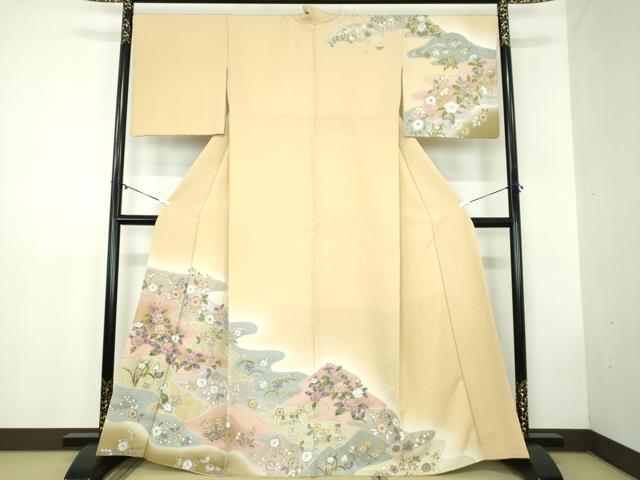 平和屋着物●訪問着 絞り 辻が花 暈し染め 金彩 正絹 逸品 DABB4581ps