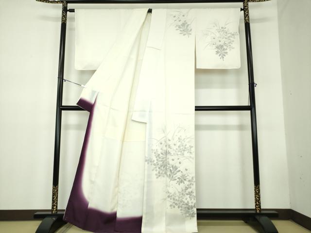 平和屋着物●訪問着 刺繍 手描き 秋草文 暈し染め 正絹 逸品 DABB4586ps