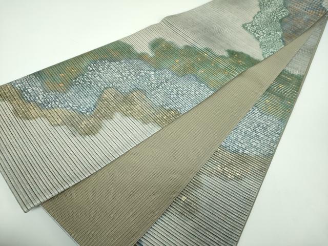 平和屋着物●六通柄袋帯 紙布 道長更紗花文 金銀彩 正絹 逸品 DABB4620ps