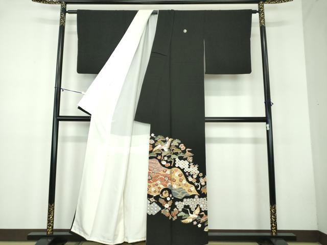 平和屋着物●創業460年・千總 黒留袖 刺繍 宝尽くし飛鶴文 金彩 三越扱い 正絹 逸品 DABB4715ps