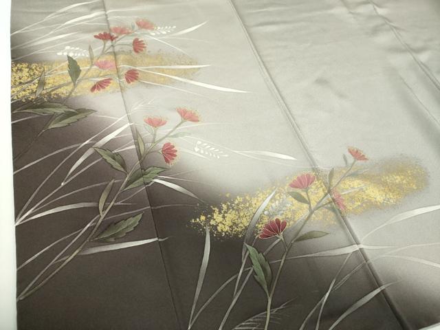 平和屋着物●ファッションデザイナー HIROKO KOSHINO コシノヒロコ 訪問着 ろうけつ染 草花文 暈し染 金彩 正絹 逸品 DABB4720ps
