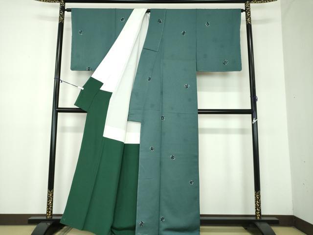平和屋着物●北大路魯山人 小紋 ろうけつ染め 笹竹丸文 正絹 逸品 未使用 DABB4893ps