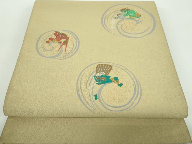 平和屋着物●太鼓柄袋帯 鬼 金彩 正絹 逸品 DABB4958ps