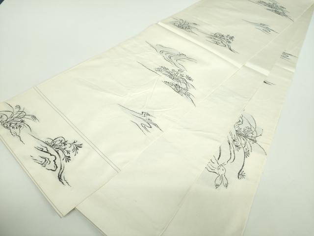 平和屋着物●洛風林 工芸帯地 六通柄 本袋帯 鳥獣戯画 ?山寺 正絹 逸品 DABB4981ps