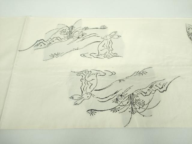 平和屋着物●洛風林 工芸帯地 六通柄 本袋帯 鳥獣戯画 ?山寺 正絹 逸品 DABB4981ps