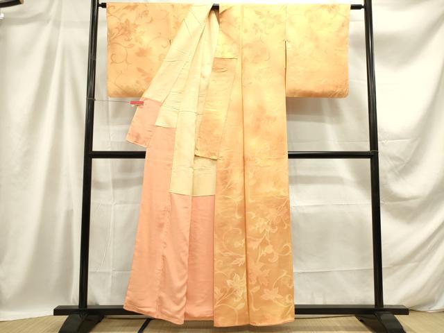 平和屋着物■上質な小紋 地紋起こし 花唐草文 暈し染め 正絹 逸品 DABB6707ea
