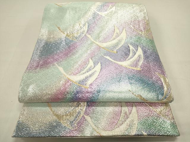 平和屋着物◎佐賀錦 六通柄袋帯 リチャード・クレイダーマン 飛鶴 金銀糸 正絹 逸品 DABB6731ea