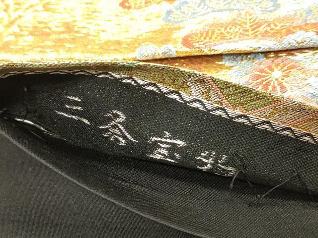 平和屋着物◎六通柄袋帯 三条宝物 器物花鳥松文 金糸 正絹 逸品 DABB6732ea