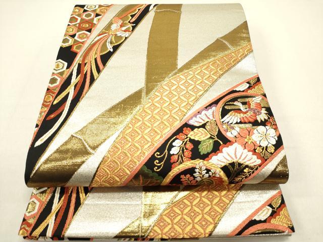 平和屋着物◎六通柄袋帯 唐織 竹取り花蝶松文 鳳凰 金銀糸 正絹 逸品 DABB6746ea