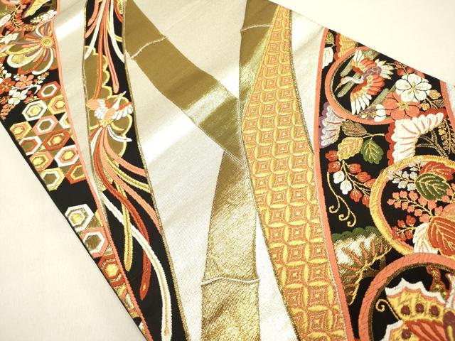 平和屋着物◎六通柄袋帯 唐織 竹取り花蝶松文 鳳凰 金銀糸 正絹 逸品 DABB6746ea