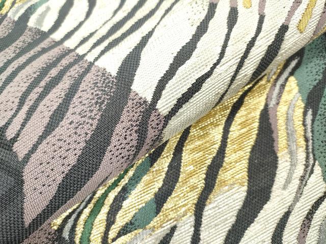 平和屋着物▽六通柄袋帯 スリーシーズン 春夏秋 ゼブラ柄 シマウマ 金銀糸 正絹 逸品 DABB6953ea