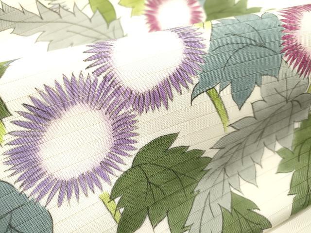 平和屋着物*夏物 絽塩瀬 つけ帯 手描き 薊 アザミ 正絹 逸品 DABB6965ea