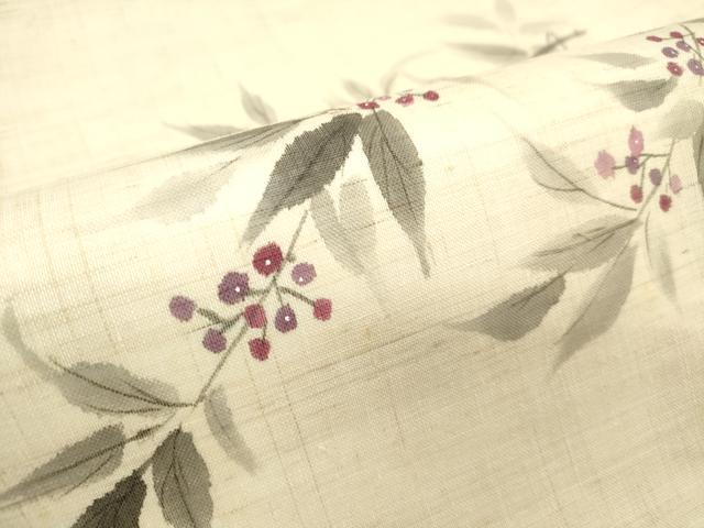 平和屋着物*夏物 九寸名古屋帯 手描き 南天文 麻 逸品 DABB6969ea
