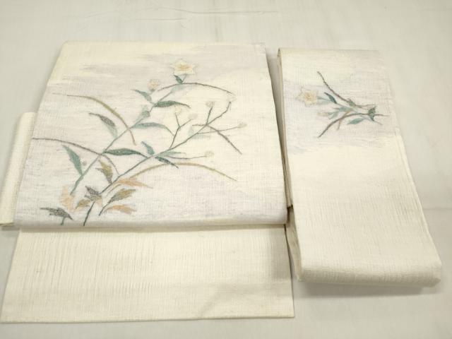 平和屋着物*夏物 つけ帯 櫛織 桔梗 金銀糸 正絹 逸品 DABB6973ea