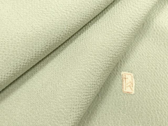 平和屋着物●加賀友禅の巨匠 初代 由水十久監修 色無地 若葉色 鬼しぼ縮緬 正絹 逸品 DABB7064op