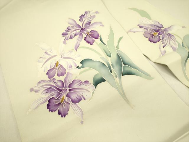 平和屋着物●塩瀬 九寸名古屋帯 草花 金彩 正絹 逸品 DABB7096op
