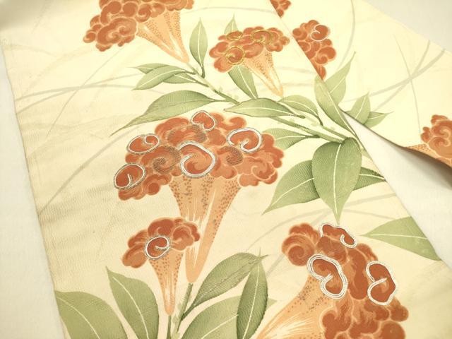 平和屋着物*夏物 アンティーク 大正ロマン 九寸名古屋帯 駒刺繍 草花 正絹 逸品 DABB7107op