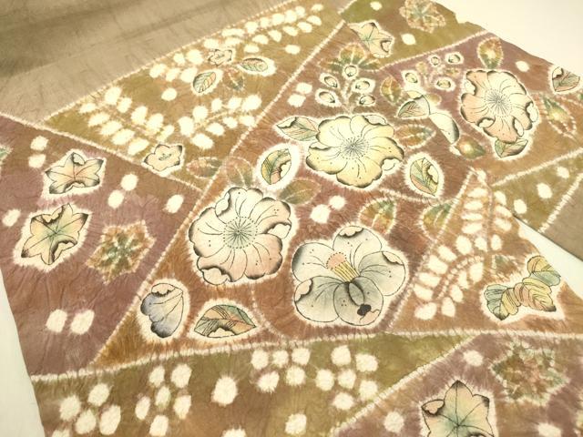 平和屋着物●九寸名古屋帯 紬地 絞り 辻が花 正絹 逸品 DABB7133op