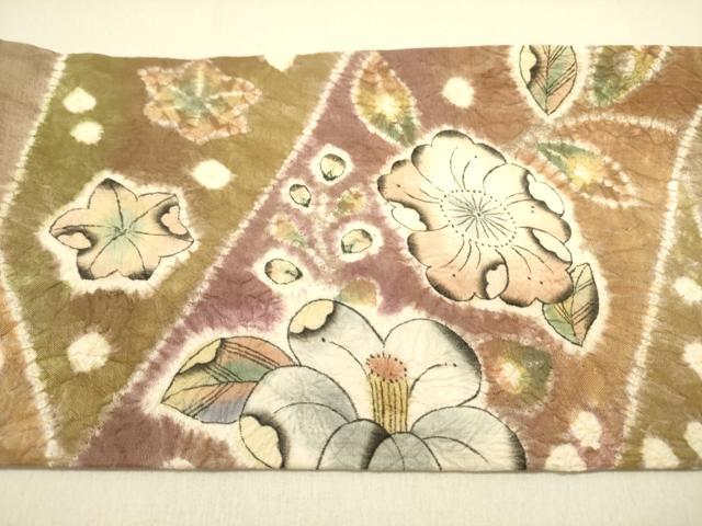 平和屋着物●九寸名古屋帯 紬地 絞り 辻が花 正絹 逸品 DABB7133op