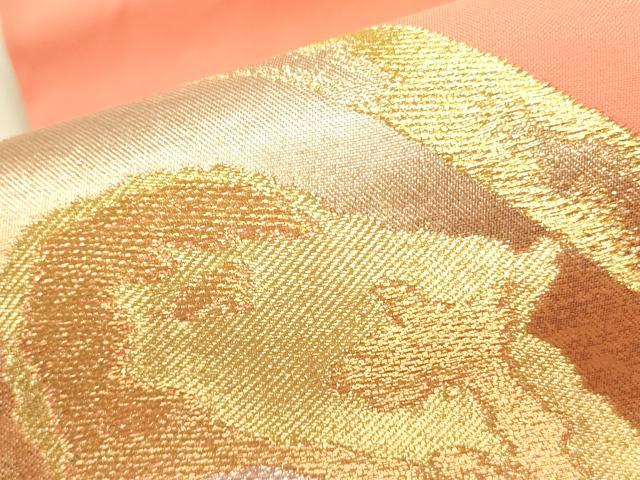 平和屋着物●西陣 川島織物 九寸開き名古屋帯 舞花 金銀糸 正絹 逸品 DABB7149op