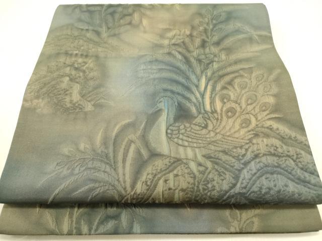 平和屋着物●全通柄袋帯 花鳥文 創作臈纈染 笙嵐作 三越扱い 正絹 逸品 DABB7242op
