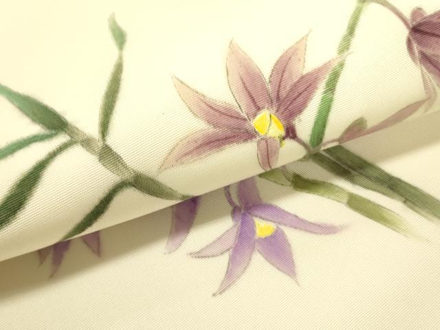 平和屋着物●塩瀬 九寸名古屋帯 作家物 手描き 草花 正絹 逸品 DABB7316op