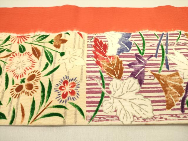 平和屋着物●摺型友禅 京都 多ち花 全通柄九寸名古屋帯 絞り 草花 正絹 逸品 DABB7389op