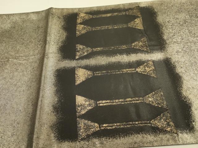 平和屋着物●太鼓柄袋帯 作家物 抽象文様 金彩 引箔 正絹 逸品 DABB7400op