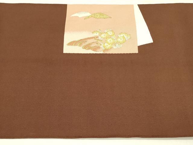 平和屋着物●爪掻き本綴れ 八寸名古屋帯 風景花文 金糸 正絹 逸品 DABB7560op