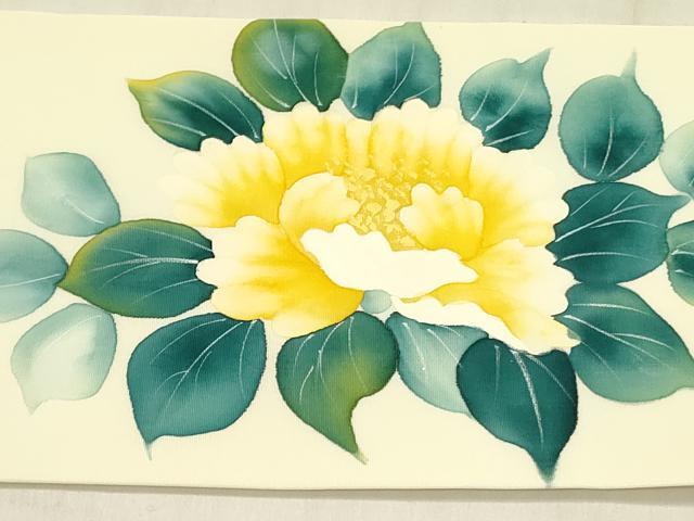 平和屋着物●内山晴祥 手描き 塩瀬 九寸名古屋帯 草花 金彩 正絹 逸品 DABB7561op