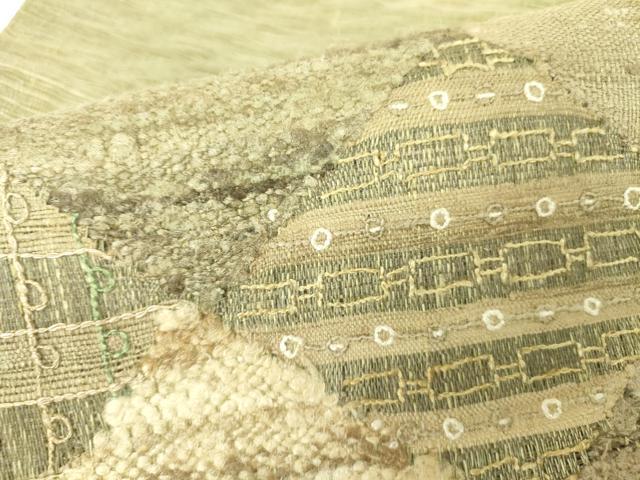 平和屋着物▽太鼓柄袋帯 スリーシーズン 春夏秋 櫛織 モール 幾何学文様 正絹 逸品 DABB7671op