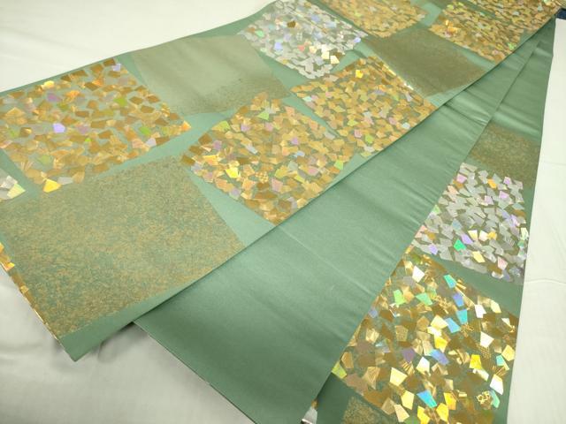 平和屋着物●金彩友禅作家 金彩の魔術師 堀省平 金煌織 六通柄袋帯 色紙箔文 金銀彩 正絹 逸品 DABB7821op