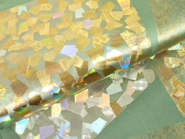 平和屋着物●金彩友禅作家 金彩の魔術師 堀省平 金煌織 六通柄袋帯 色紙箔文 金銀彩 正絹 逸品 DABB7821op