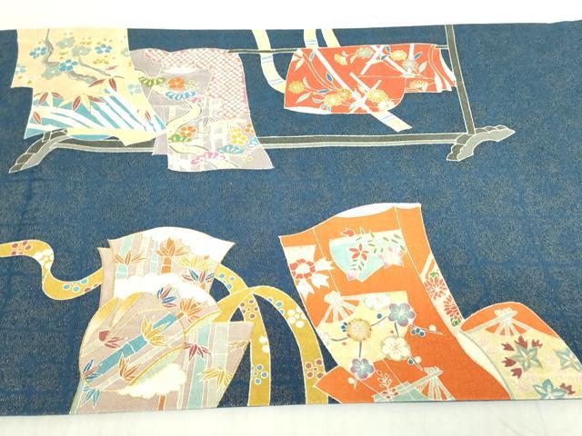 平和屋着物●太鼓柄袋帯 作家物 刺繍 誰が袖花文 金彩 金通し地 正絹 逸品 未使用 DABB7875op