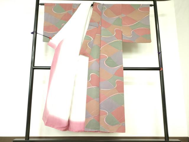 平和屋着物■上質な小紋 幾何学文様 地紋起こし 正絹 逸品 DABB7892op