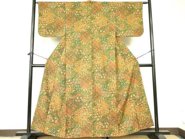 平和屋着物■上質な小紋 草花 正絹 紬地 逸品 DABB7950op